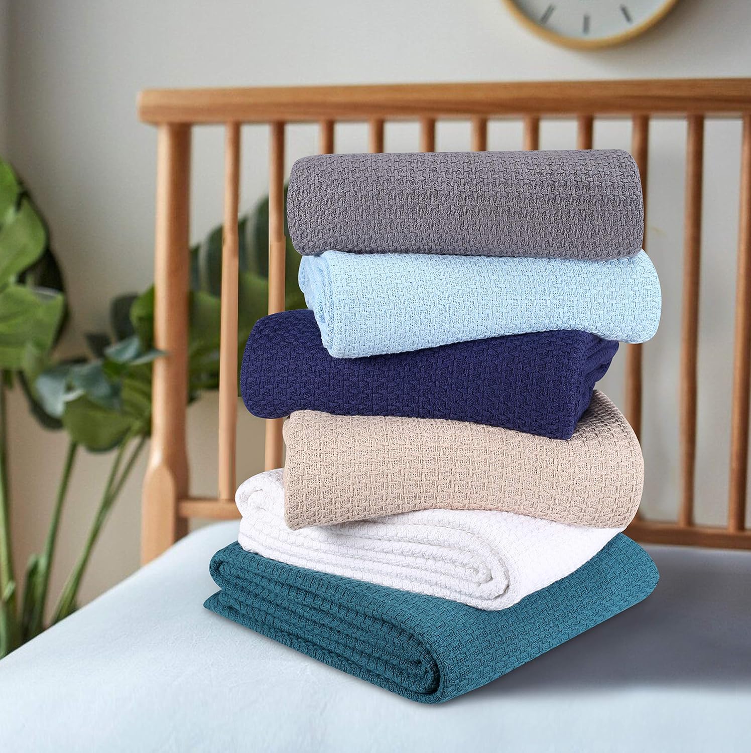Elvana Home 100% Cotton Bed Blanket, Breathable Bed Blanket Full - Queen Size, Cotton Thermal Blankets Full - Queen, Perfect for Layering Any Bed for All Season, Beige: Home & Kitchen