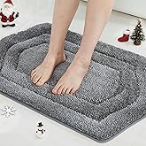 COSY HOMEER Extra Thick Bath Rugs for Bathroom - Anti-Slip Bath Linen Sets Mats Soft Plush Yarn Shaggy 100% Strong Polyeste Living Room Bedroom Water Absorbent(Grey,17x27 - Inches)
