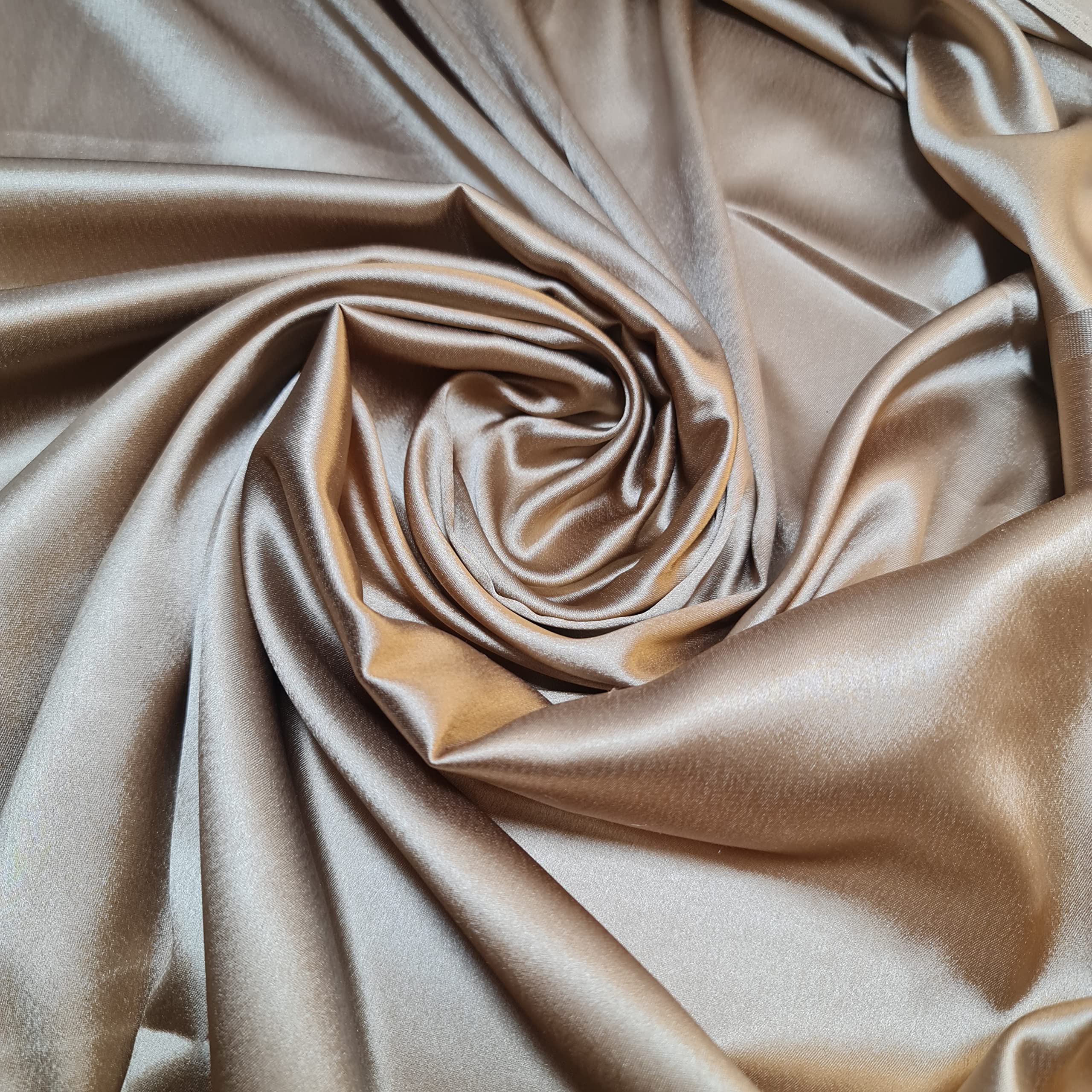Glossy Charmeuse Silk Satin Bridal Dress Polyester Lining Craft Fabric 44" Meter (2 Meter, Bronze)