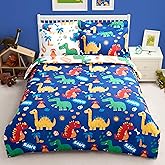 Joiedomi Kid Full Comforter Set 7 Piece Cute Dinosaur Bedding Set for Boys Girls Super Soft Microfiber Bed in a Bag with Comforter Sheets Pillowcase Sham