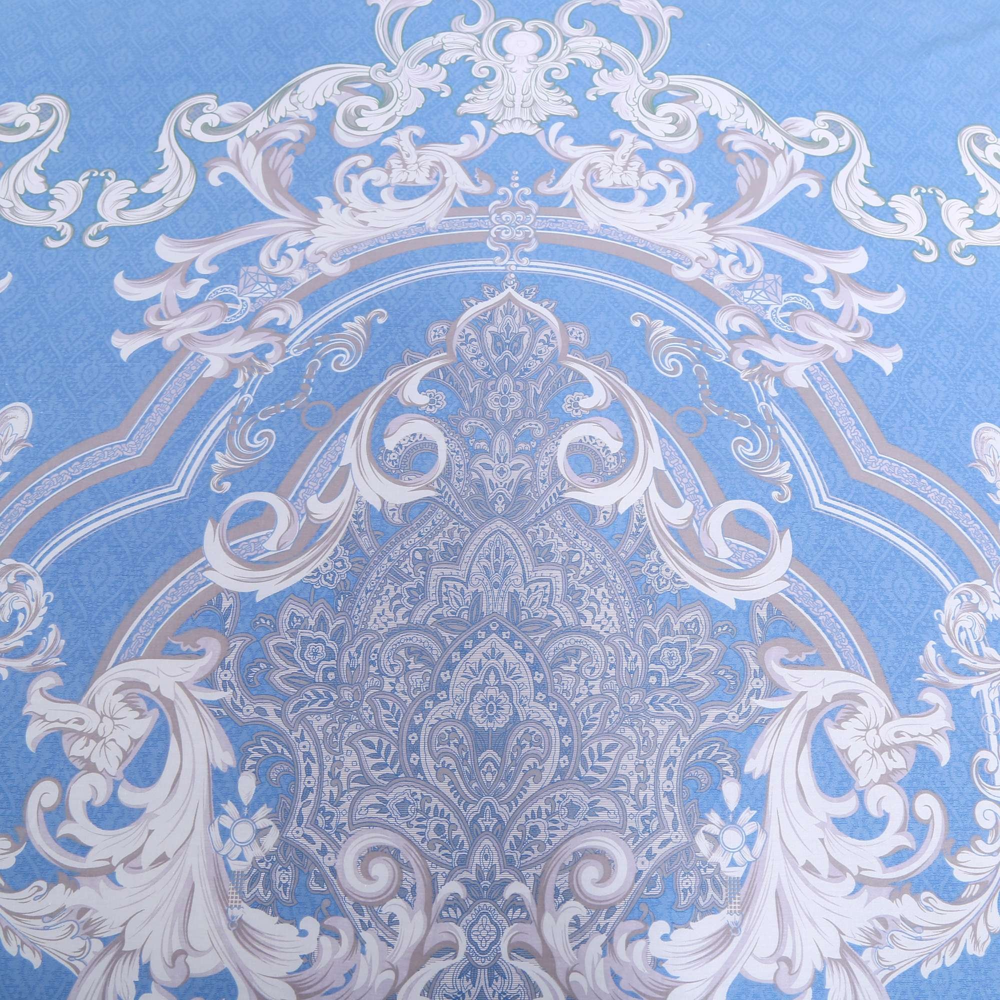 3-Piece Duvet Cover Set, Bohemian Style 100% Cotton Blue Floral Pattern Bedding Quilt Set (90\