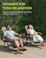 KEPLIN Set of 2 XXL Premium Heavy Duty Padded Zero Gravity Chairs Grey view 3