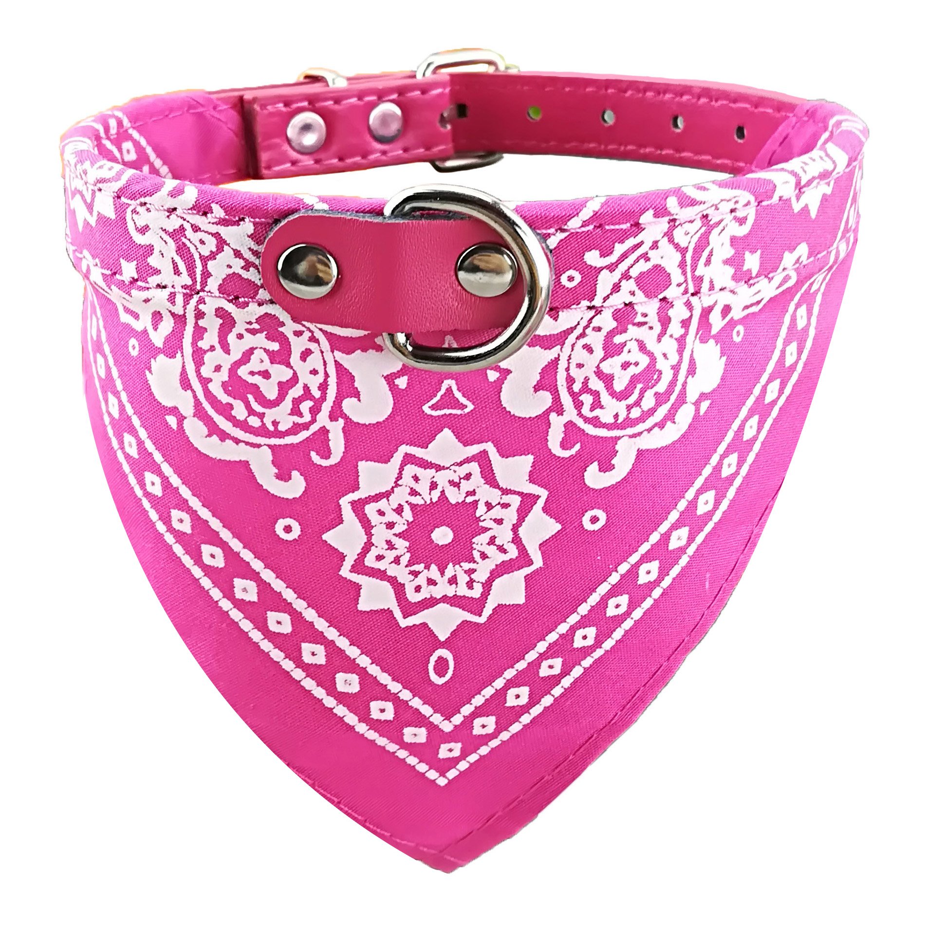 Newtensina Fashion Dog Bandana Collar Dog Collar Boy Medium Bandana Puppy Bandana with Collar for Dogs - Roseo - XXL