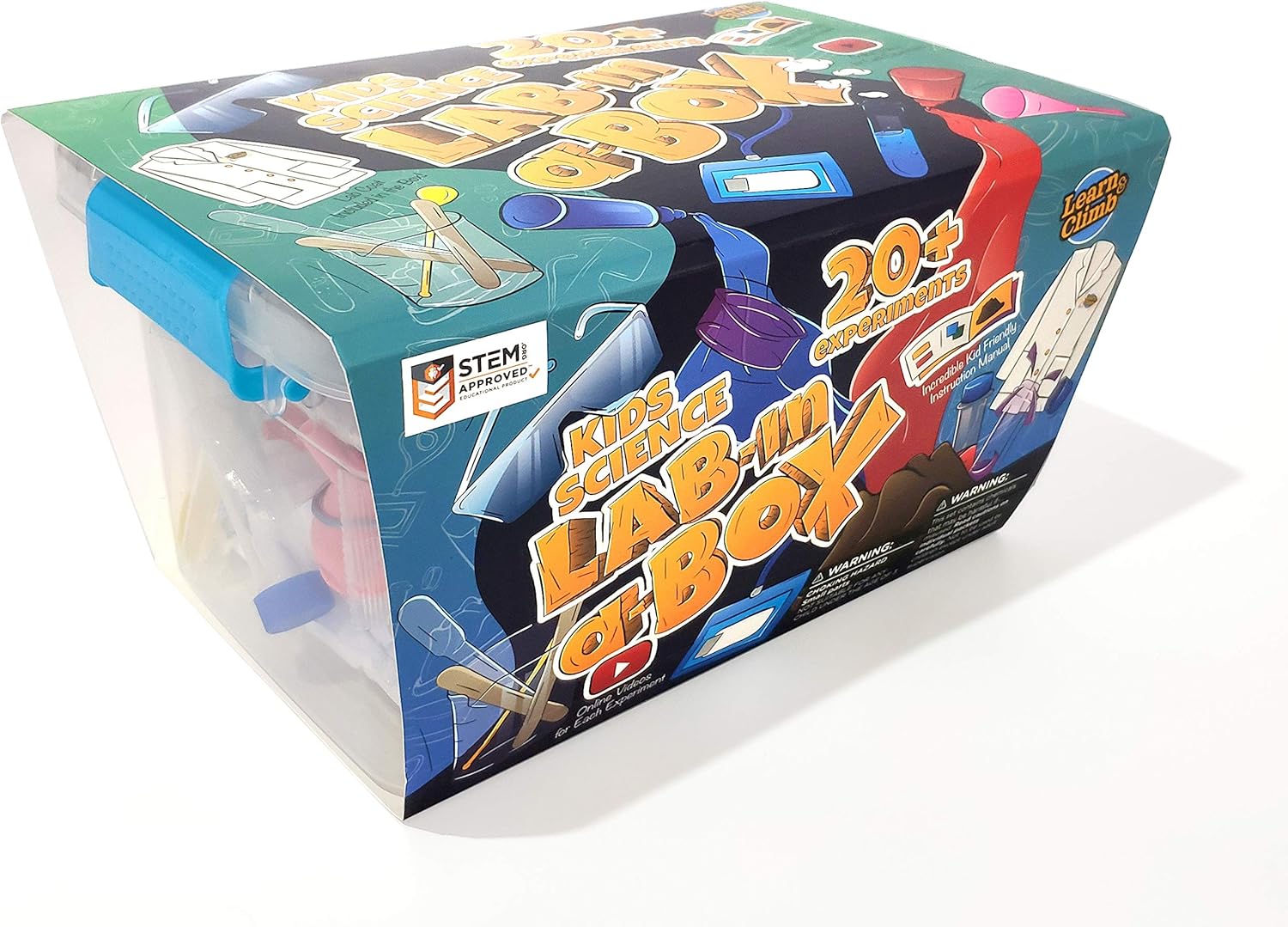 Learn & Climb Kids Science Kit with Lab Coat - Over 20 Science Experiments. Ages 4+ ( Color of Lab Coat Buttons May Vary): Toys & Games