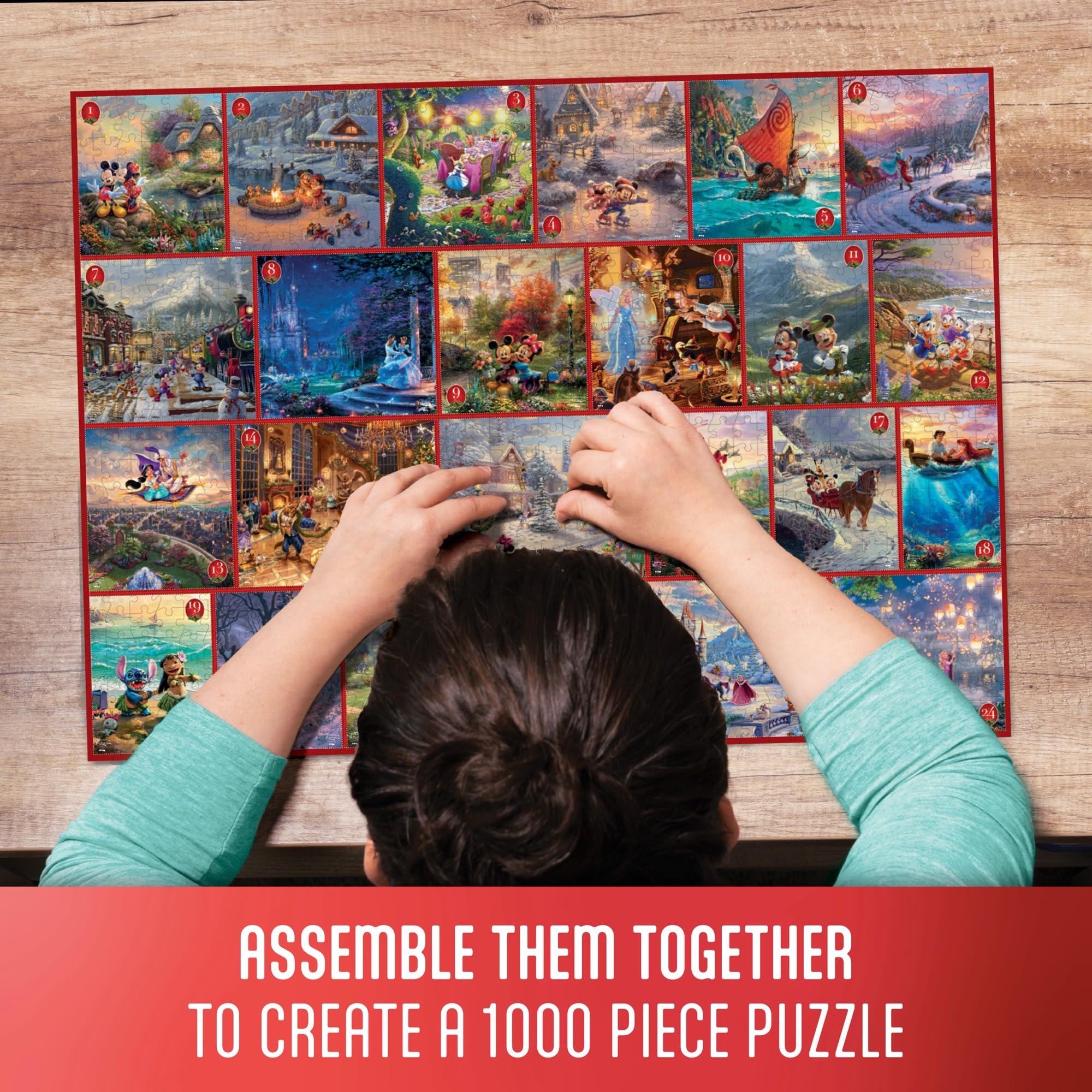 Ceaco Thomas Kinkade Disney 24 Day Advent Calendar Puzzles 100PC Puzzle