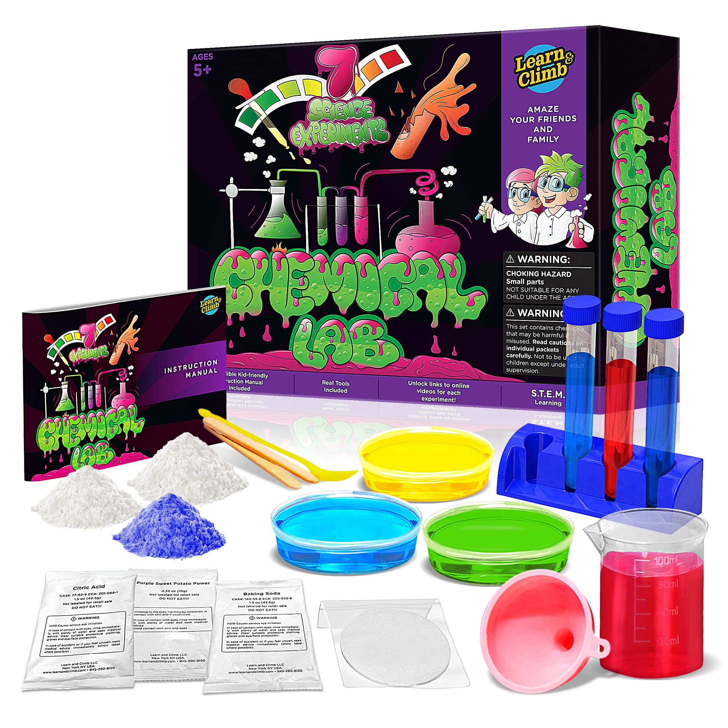 Science Kits for Kids Age 5 Plus. 8 Chemistry Experiments, Step-by-Step Manual. Gift for Girls & Boys 5,6,7,8