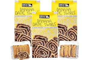 DARIOUS DATE COOKIE Darious Snack Co. VEGAN and PALEO Banana Date Swirls for Delicious BreakFast, Slightly Sweet and Savory Snacks, All Natural Ingredients, Holiday Food Gifts, 3 Pack - 6 oz Each Bag
