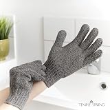 Temple Spring Exfoliating Glove Carbonized Bamboo Loofah Body Scrubber Grey view 2