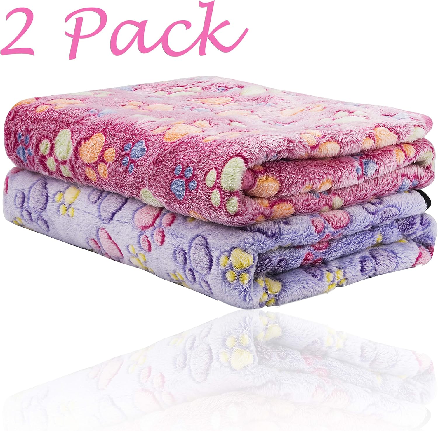 iNNEXT 2 Pack Puppy Blanket for Pet Cushion Small Dog Cat Bed Soft Warm Sleep Mat, Pet Dog Cat Puppy Kitten Soft Blanket Doggy Warm Bed Mat Paw Print: Home & Kitchen