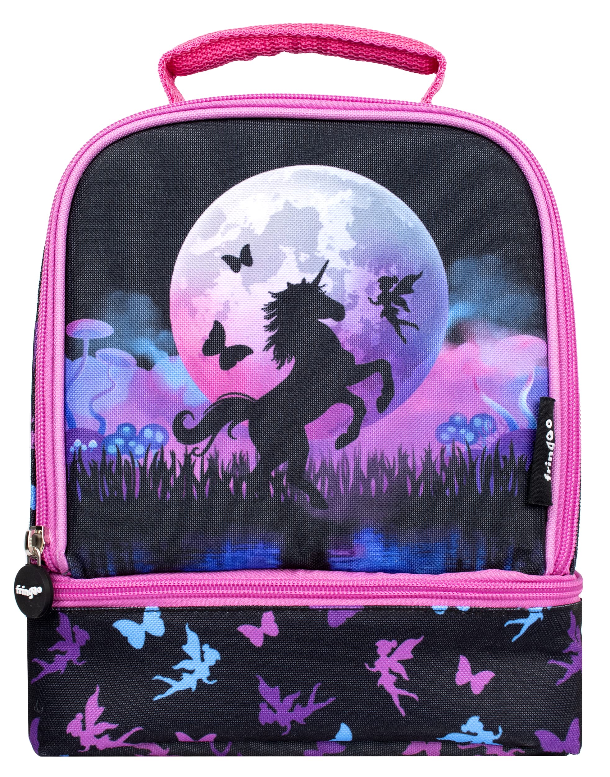 Fringoo Double Decker Lunch Bag - Unicorn Moon Design - Kids Lunch Bag with Compartment - Fully Insulated