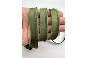 PEPPERLONELY 5 Yards 12mm (1/2 Inch) Polyester Satin Bias Piping Type, Bias Type with Cord, Piping Trim with Cord, Lip Cord Trim for Sewing Clothing Upholstery Trimming - Dark Olive