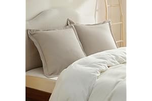 Bedsure Waffle Weave Euro Sham, 26x26 Inches Pillowcases 2 Pack, 100% Cotton Euro Pillow Covers with Envelope Closure for Gift, Home Decor, Throw Pillow Covers for Bed Sofa Couch, Natural