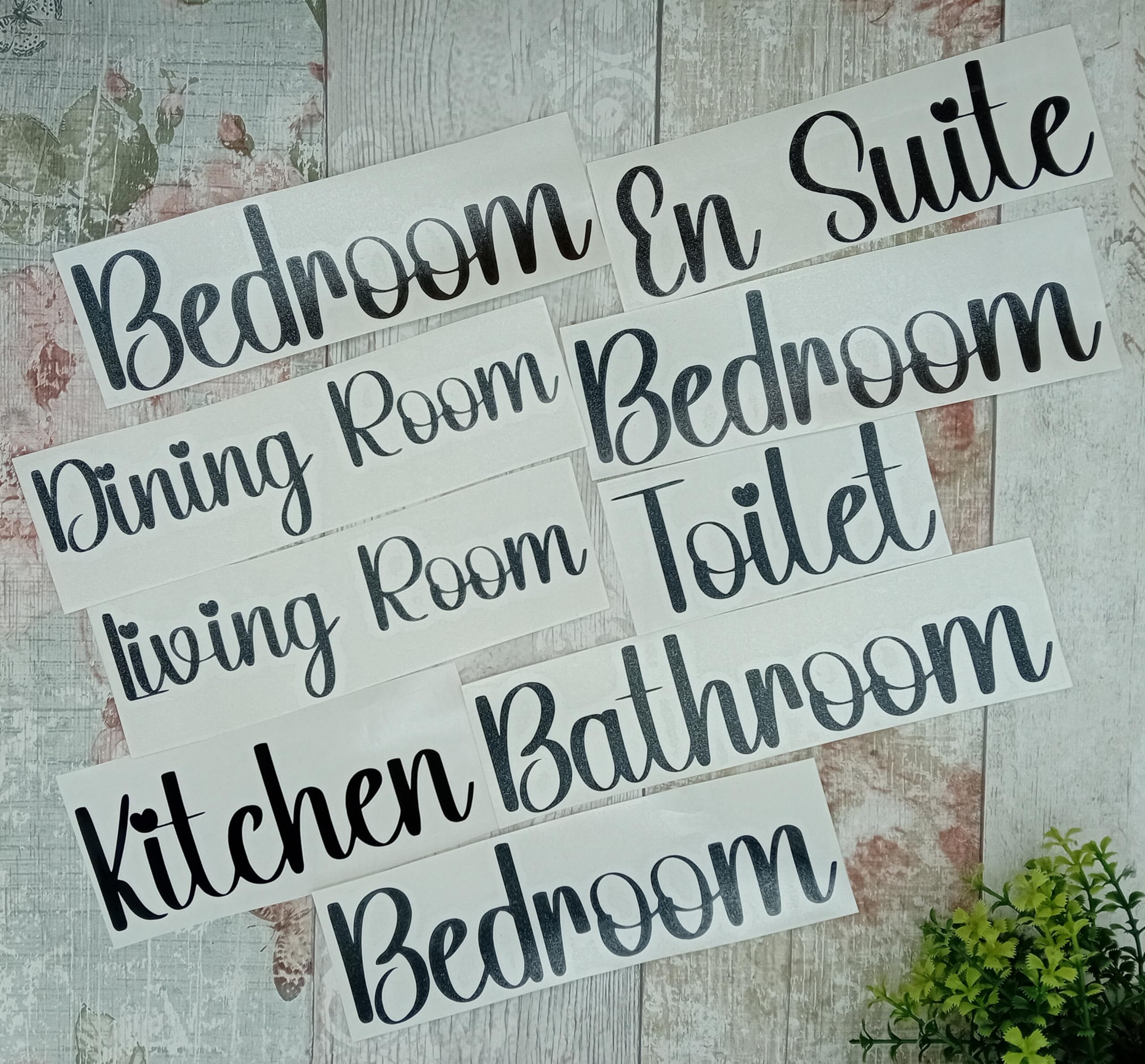 Home Door Sign Stickers - Waterproof Vinyl Decal - Fun Gifts - Black Wall Art - Decorative Accessory - Toilet - Kitchen - Living Room (3 Bed House Pack)