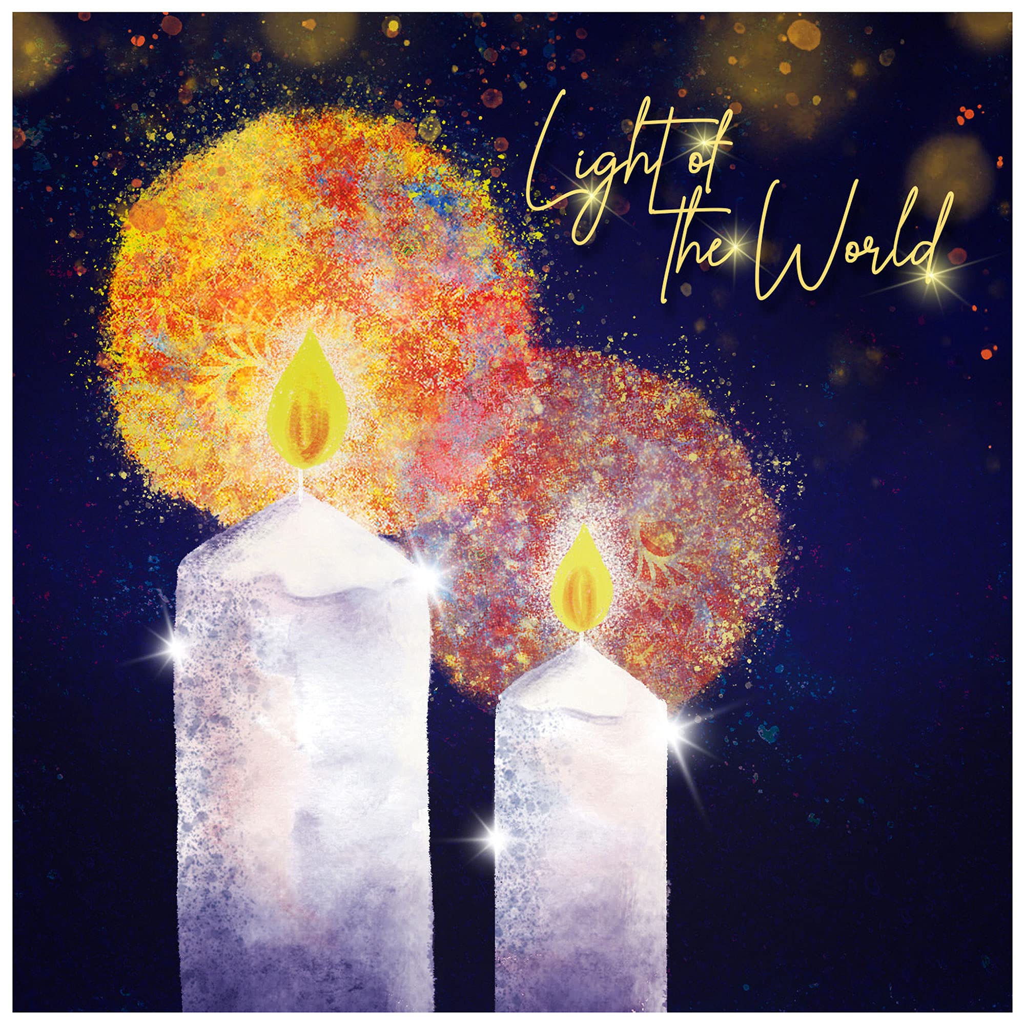 Christian Christmas cards, pack of 10 - Light of the World, with Bible verse John 8:12 inside these religious Christmas cards, by Just Cards Direct