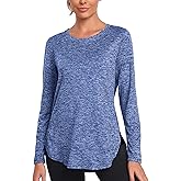 Absttith Women's Long Sleeve Workout Shirts Running Yoga Tops Athletic Sport Tee Side Split