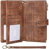 GOIACII Wallets for Women Large Capacity Credit Card Holder RFID Blocking Wristlet Long Purse with Zipper Pocket