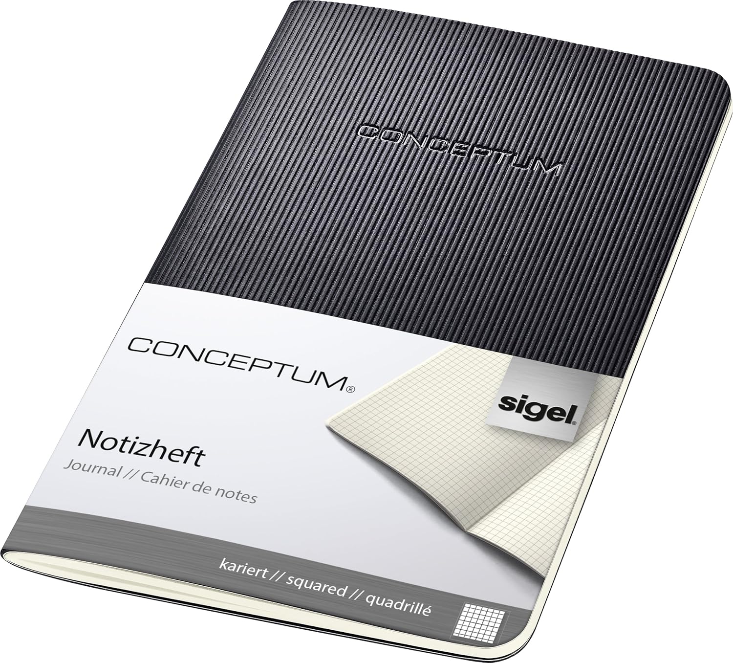 SIGEL CO864 Journal, approx. A6, squaRed, softcover, Black - Conceptum