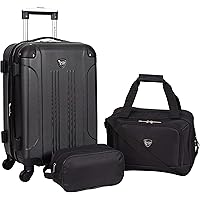 Travelers Club Sky+ Luggage Set, Black, 3 Piece