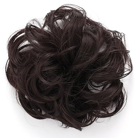 4 Dark Brown Onedor Synthetic Clip On In Messy Hair Bun