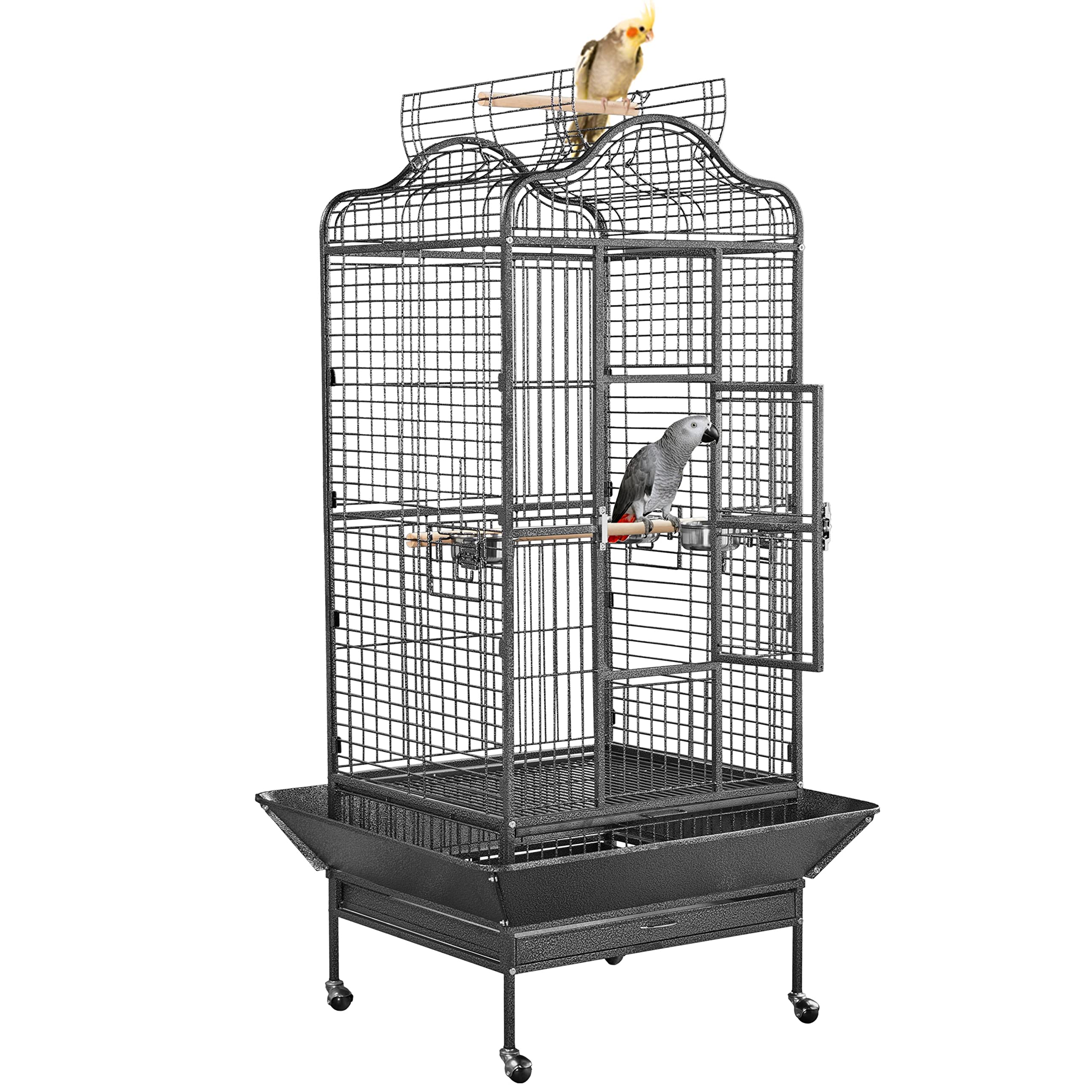 Photo 1 of ***(MISSING PARTS-SELLING AS IS)*** Yaheetech Extra Large Bird Cage 63'' Open Play Top Bird Cage for African Grey Parrots/Amazon Parrot/Caiques/Macaw with 360° Wheels ***(BOX RIPPED/TORN)***