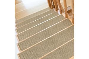 SMILOOL Stair Treads Non Slip for Wooden Steps Indoor 9" x 36" 15 Pack Extra Wide Stair Tread Carpet Stairs Runner, Step Pads with Reusable Adhesive for Dogs Kids Elders, Machine Washable, Beige