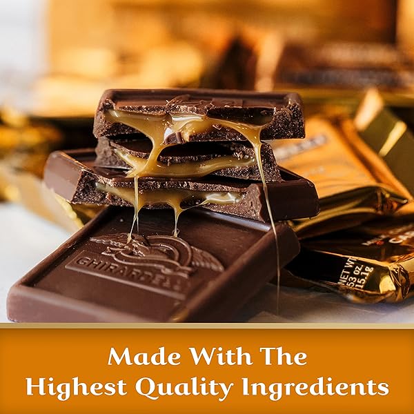 GHIRARDELLI MILK CHOCOLATE SQUARES WITH CARAMEL FILLING, 5.32 OZ BAG