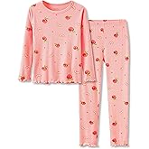 Cute Floral/Fruit Pajamas for Toddler & Little Girls Snug-Fitting Long Sleeves & Pants 2 Piece PJ Set Size 2T-10