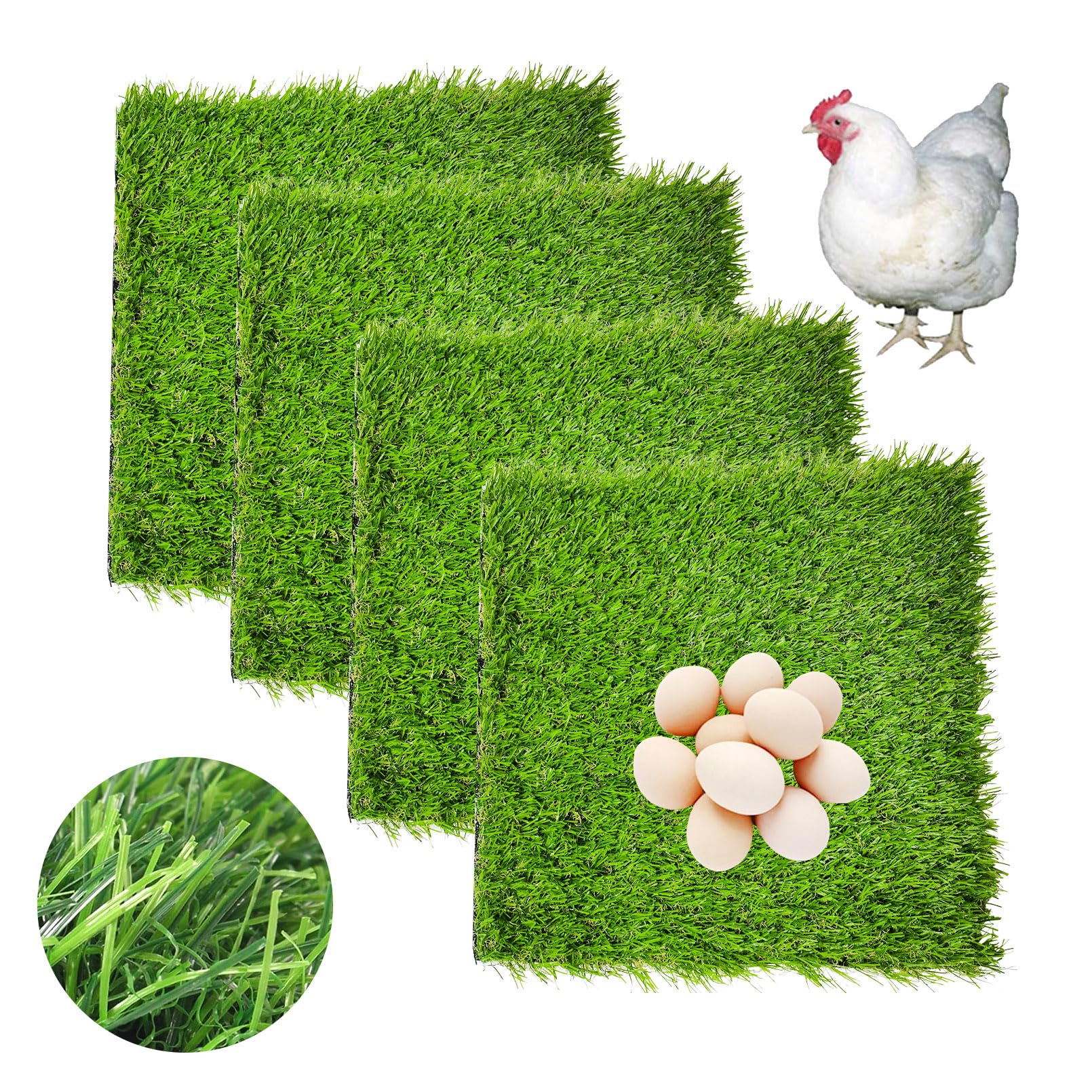 Photo 1 of Hamiledyi 4 Pack Chicken Nesting Pads-12×12x 1.2,Washable Thicken Artificia Grass Nesting Box Liners Reusable Laying Eggs Turf Mats for Chickens Coop Pet Outdoor Indoor
