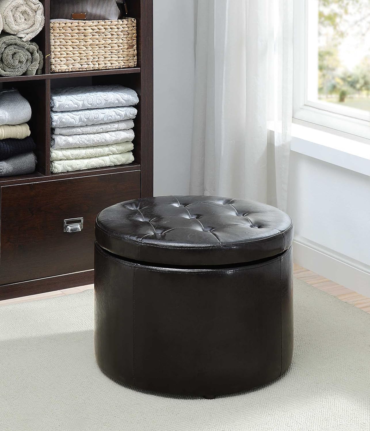 Best storage ottoman with wheels round
