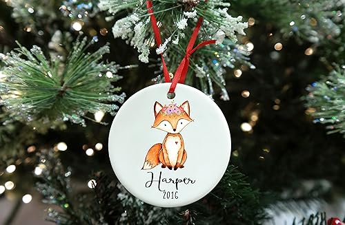 baby's first christmas fox ornament