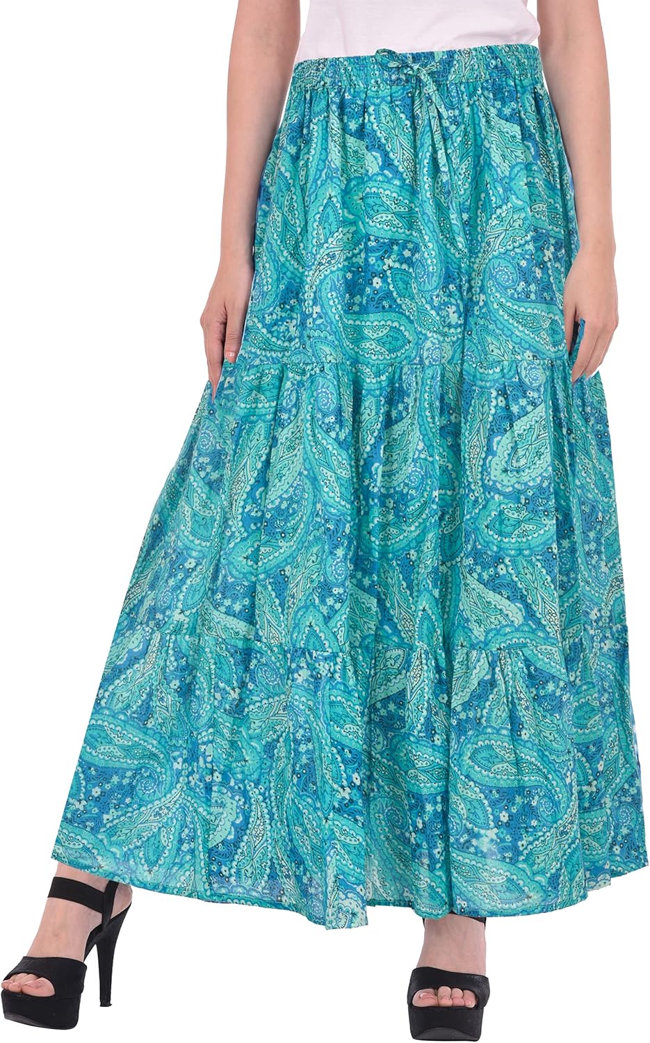 Buy COTTON BREEZE Women Maxi Skirt (FP175_Multicolored_Free Size) at