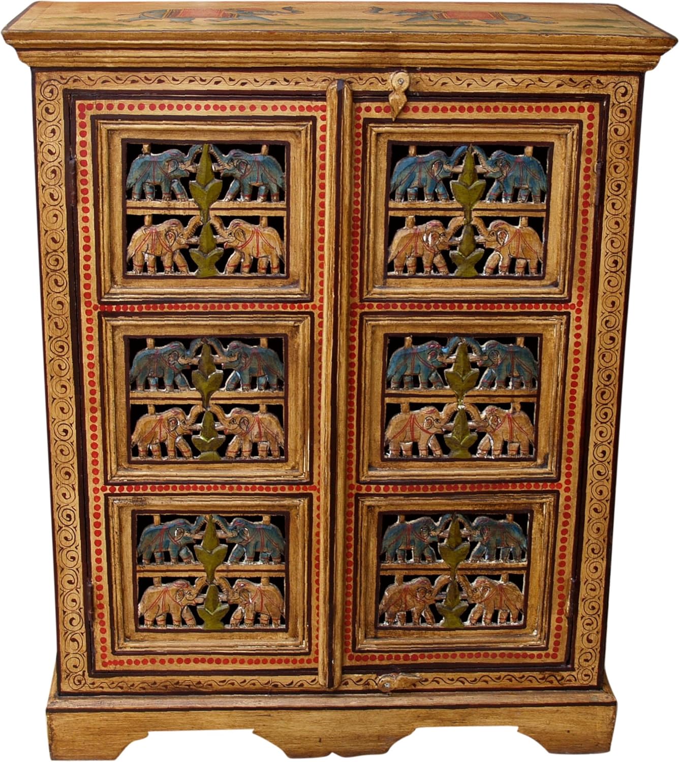 Guru Shop Painted Elephant Cabinet Side Cabinet Chest Of Drawers