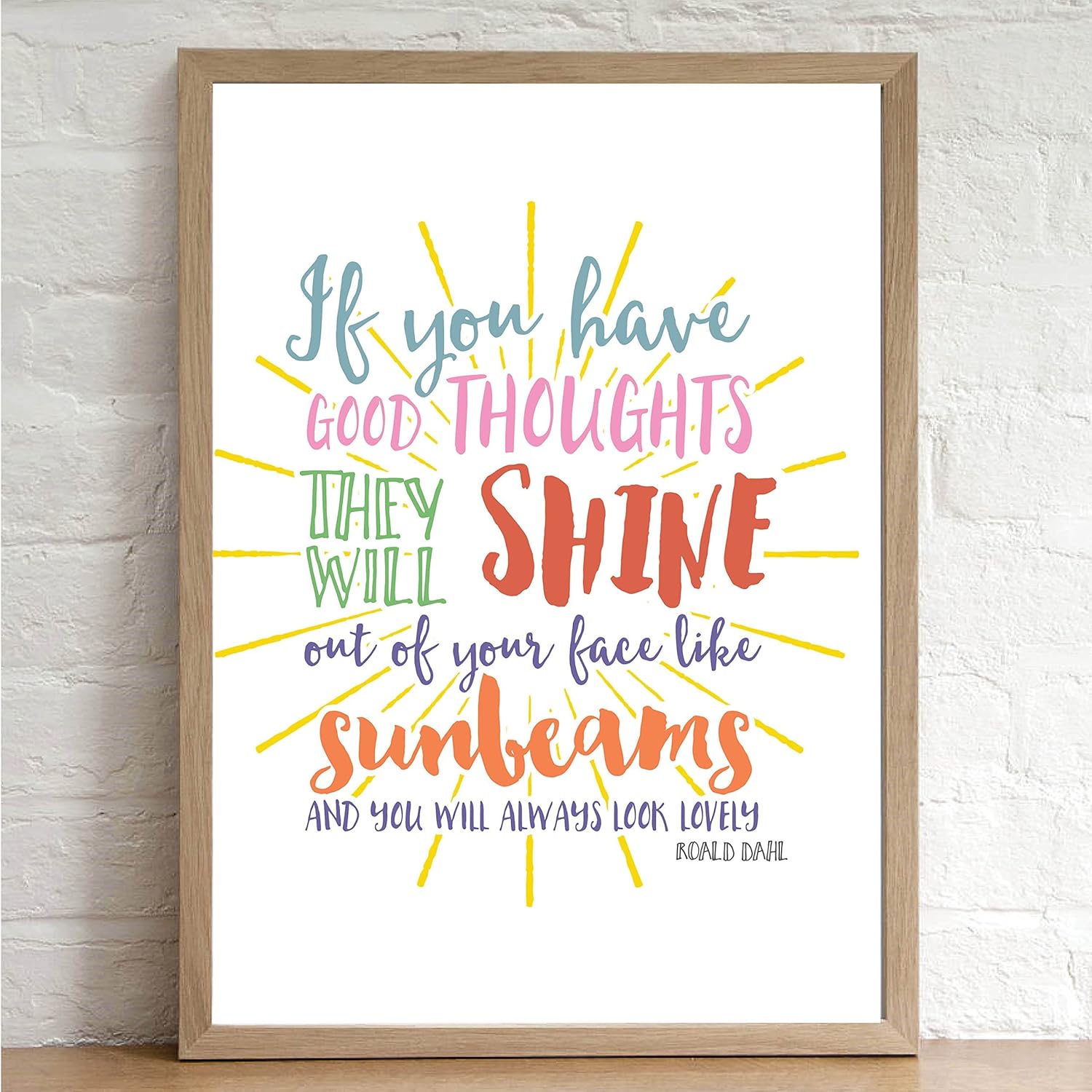 Amazon Com Roald Dahl Inspirational Quote Good Thoughts Sunbeams Unframed Print Handmade