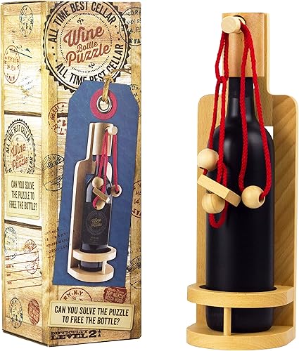 wooden wine bottle puzzle