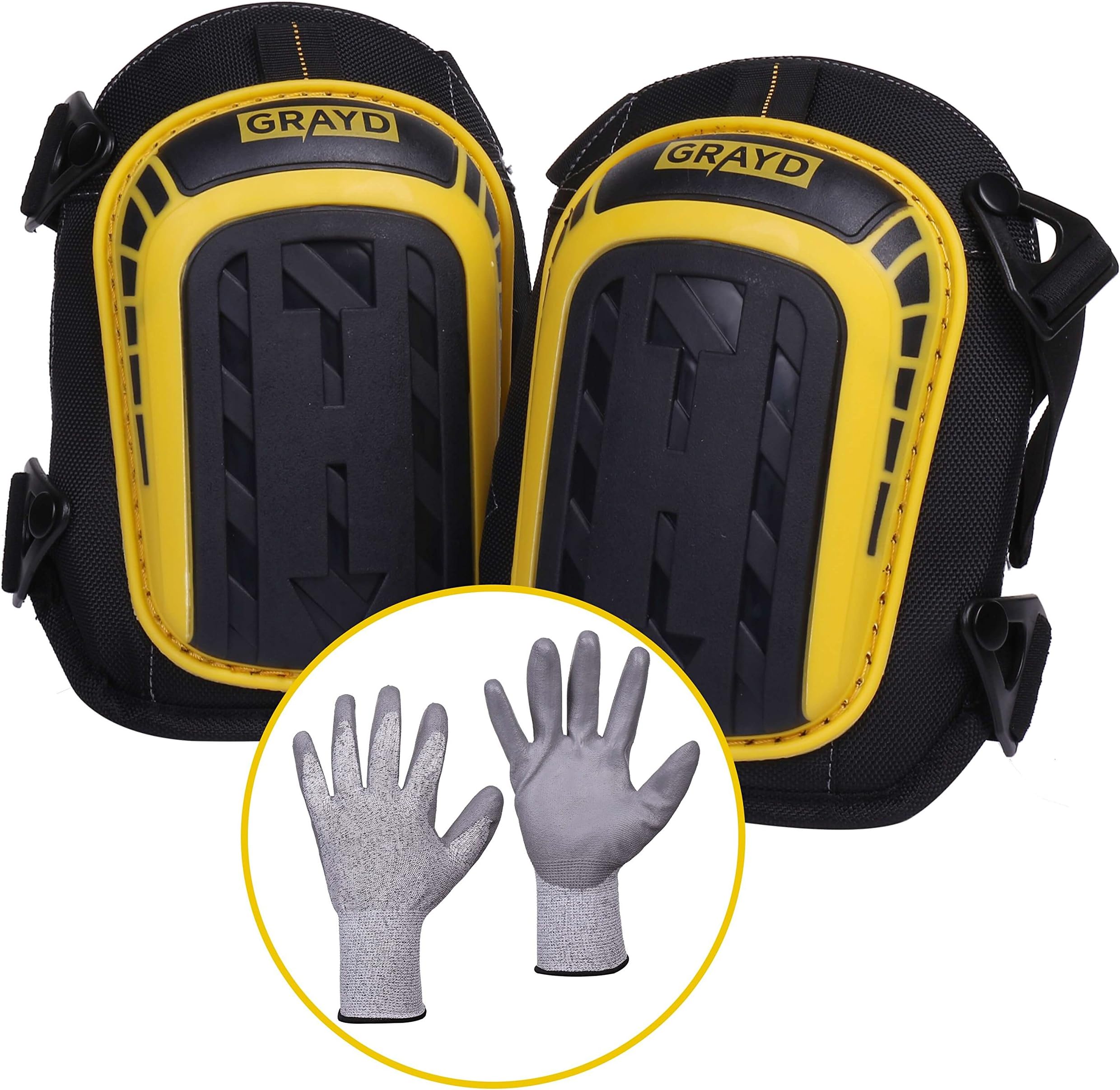 Professional Knee Pads For Work Heavy Duty Foam -Includes Double Adjustable Clips - Multi Layered Gel - Improved Cushion - Flooring, Gardening, Construction, Carpeting & Tactical By Grayd