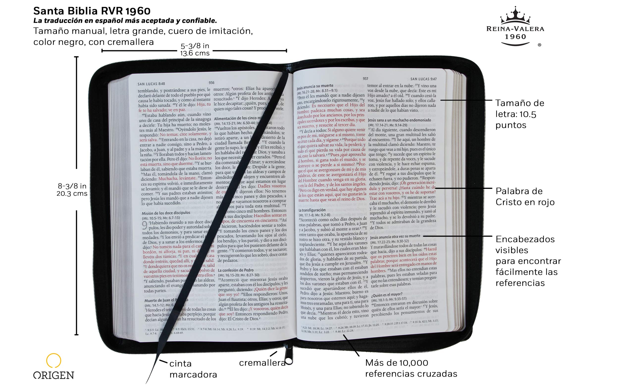 Biblia Reina Valera 1960 letra grande. Símil piel negra, cremallera, tamaño manual / Holy Bible RVR 1960. Handy Size, Large Print, Leathersoft, Zipp (Spanish Edition) Biblia Reina Valera 1960 letra grande. Símil piel negra, cremallera, tamaño manual / Holy Bible RVR 1960. Handy Size, Large Print, Leathersoft, Zipp (Spanish Edition) Bonded Leather