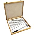 Eisco - Scientific Pitch Tuning Fork Set, 8 Forks (C4=256Hz), Includes Mallet & Wooden Storage Case, Aluminum, Educational Acoustic Physics Experiments, Sound Wave Demonstrations, Classroom Lab Kit