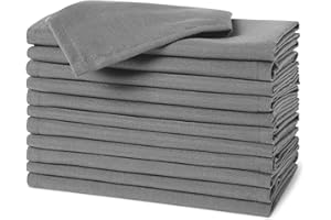 �鶹�� Basics Reusable Stain and Wrinkle Resistant Cloth Napkins, 12 Pack, 17 x 17 inches, Grey