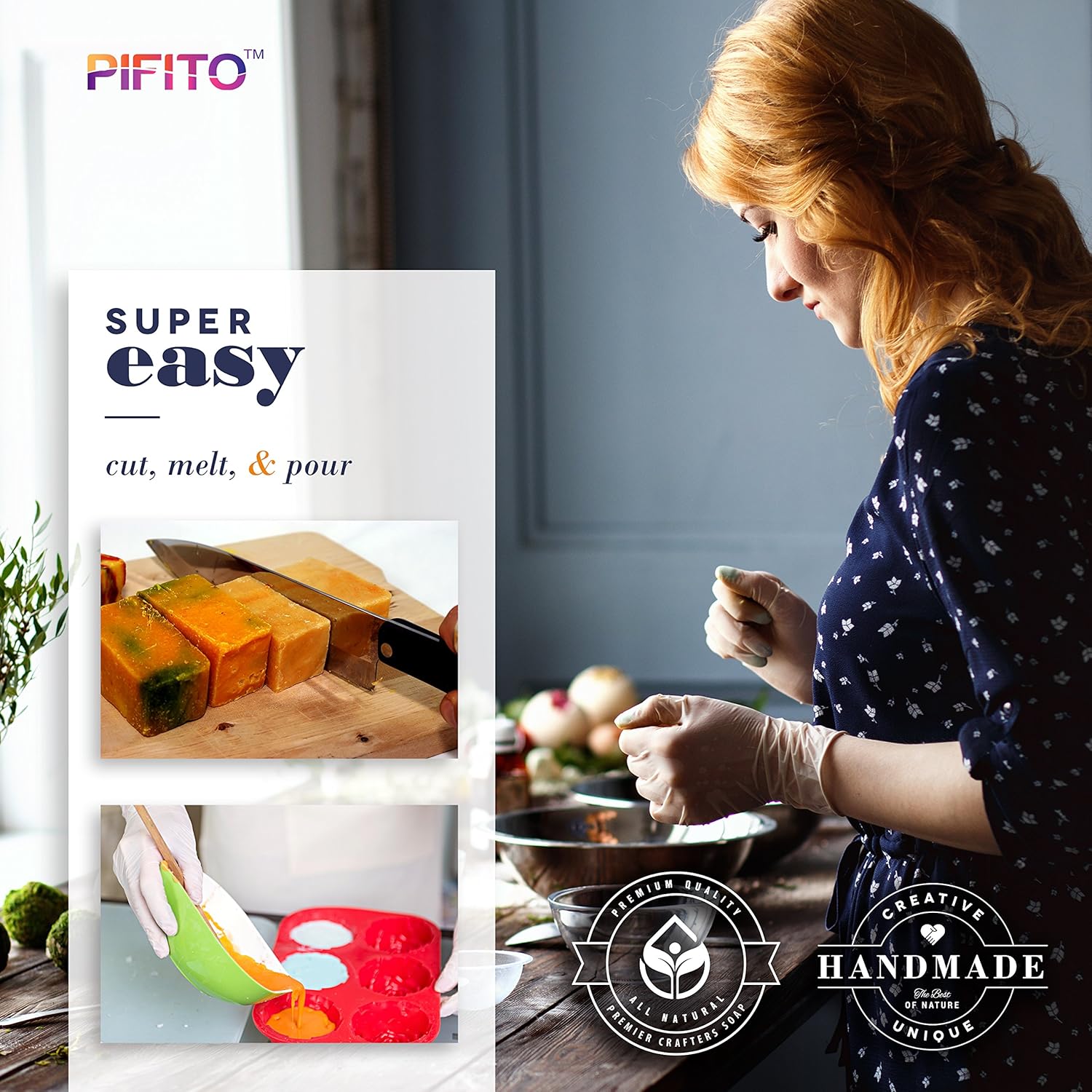 Pifito Melt and Pour Soap Base Sampler (7 lbs) │ Assortment of 7 Bases (1lb ea) │ Hemp Seed Oil, Clear, Aloe Vera, Goats Milk, Cocoa Butter, Shea Butter, Castile │ Glycerin Soap Making Supplies: Arts, Crafts & Sewing