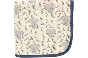 Touched by Nature Unisex Baby Organic Cotton Swaddle, Receiving and Multi-purpose Blanket, Blue Elephant, One Size