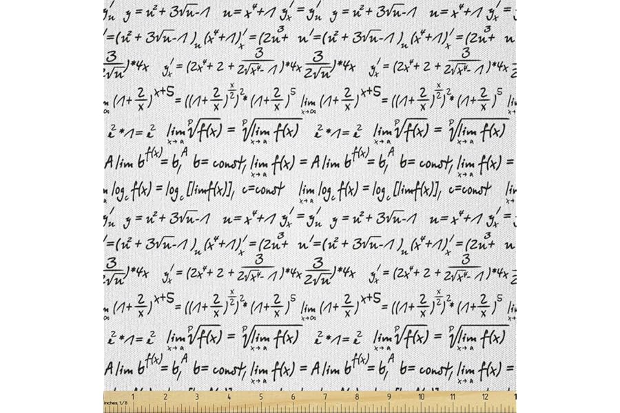 Lunarable Mathematics Room Fabric by The Yard, Algebra Function Arithmetic and Trigonometry Science Proof, Microfiber Fabric for Arts and Crafts Textiles & Decor, 1 Yard, Black White