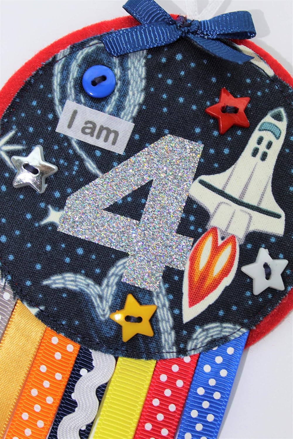 Ditsy Rosettes Space Shuttle Rockets Birthday Rosette Badge, Age 3, 4, 5, 6, 7, 8, 9, Perfect Party Gift card, Birthday Boy - Image 3