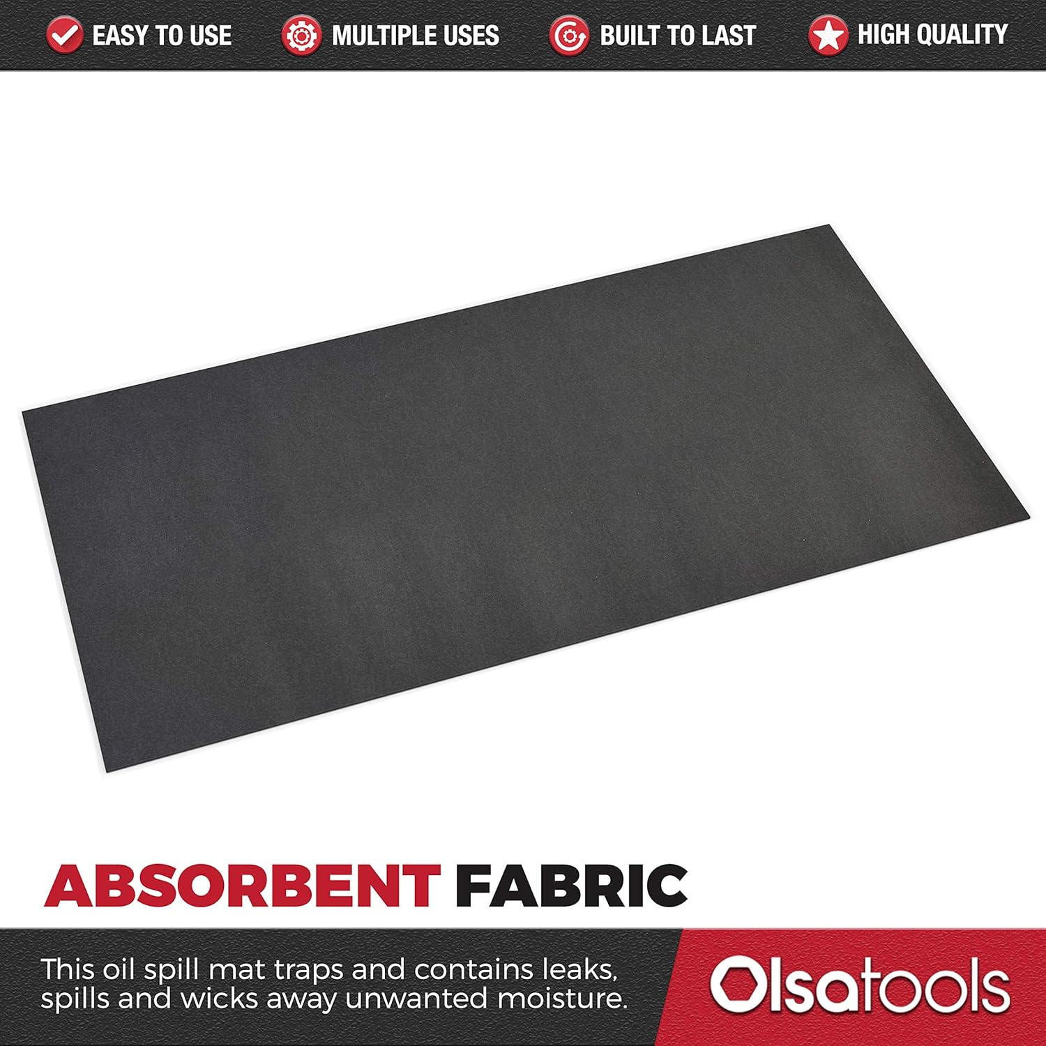 Olsa Tools Garage Floor Mat, 30" x 60", 1pc | Oil Spill Mat | Floor Protection | Oil Absorbent Pad | Driveway Garage Mat | Fuel, Fluid, Grease Rug Carpet | Waterproof | Polyester, Fireproof Material: Home Improvement
