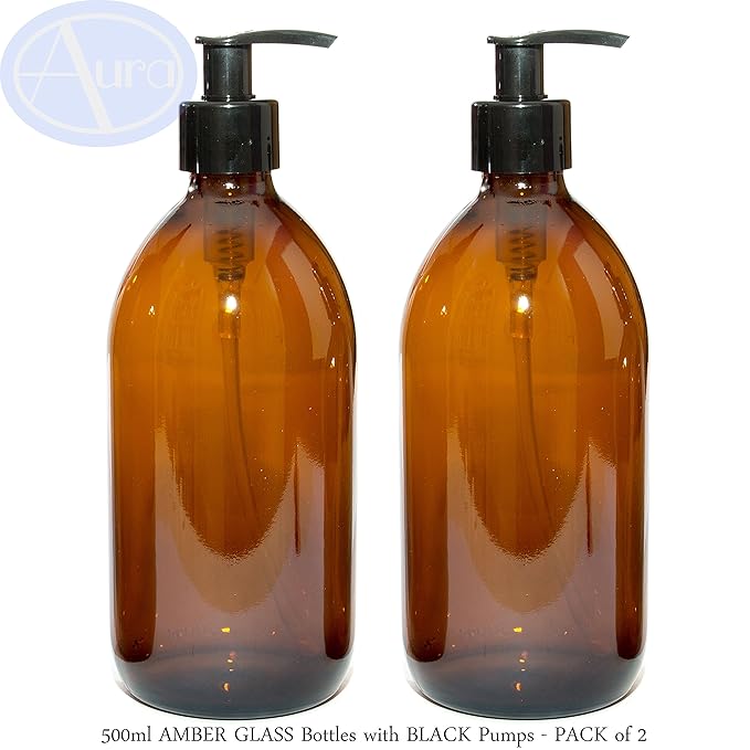500 ml Ambre bouteilles en verre avec Noir pompes ...