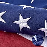 American Flag for Outside 4x6 FT, Deluxe Heavy Duty Spun Polyster, TearProof and Waterproof Super Tough Series, All Weather High Wind USA US Flag with Embroidered Stars, Sewn Stripes, Brass Grommets