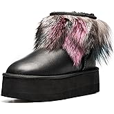 AU&MU Aumu Womens Short Winter Snow Boots Classic Thermal Fur Boot Furry Fluffy Warm