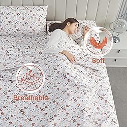 Softan Orange Flower Sheets for King Size Bed