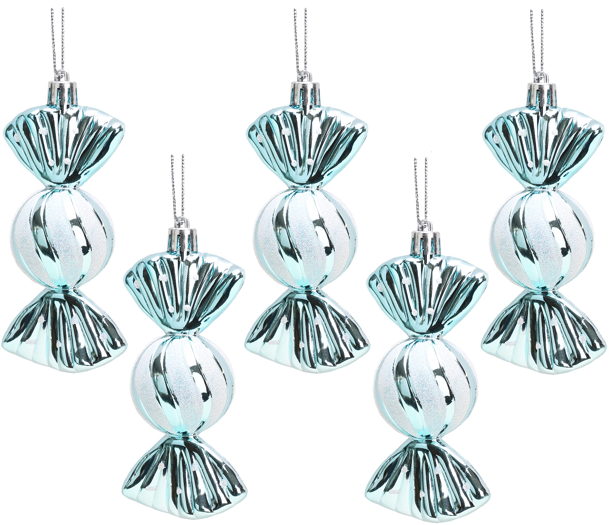 Christmas Concepts® Pack of 5-110mm Large Sweet Shaped Baubles - Shiny & Glitter Decorated - Christmas Baubles (Ice Blue)