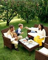 KEPLIN 4 Piece Rattan Garden Furniture Set Beige Outdoor Sofa & Chairs view 7