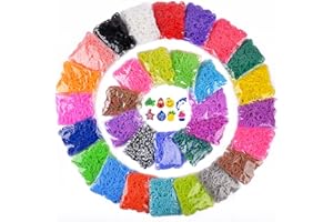 VICOVI 15000+ Loom Rubber Band Refill Kit in 31 Colors Bracelet Making Kit with 13500 Loom Bands, 500 Clips, 15 Charms, 6 Crochet Hooks for Kids Weaving DIY Crafting Gift